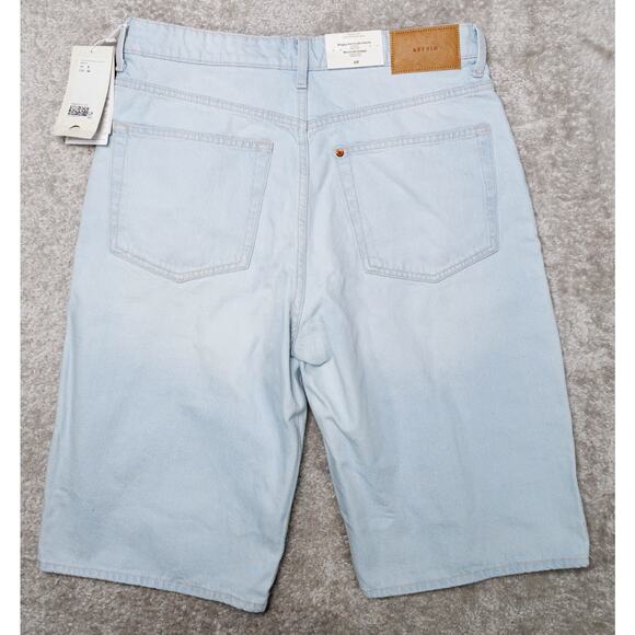 H&M Baggy Loose Fit High Waist Blue Denim Bermuda Shorts Womens Size 8 NWT - Picture 9 of 12